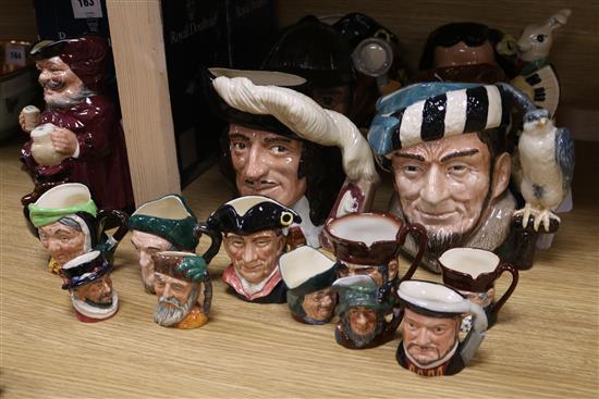 A collection of Royal Doulton character jugs,